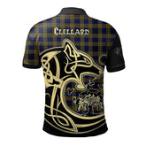 Clan Clelland Tartan Polo Shirt Viking Wolf MK75 Clelland Tartan Tartan Polo